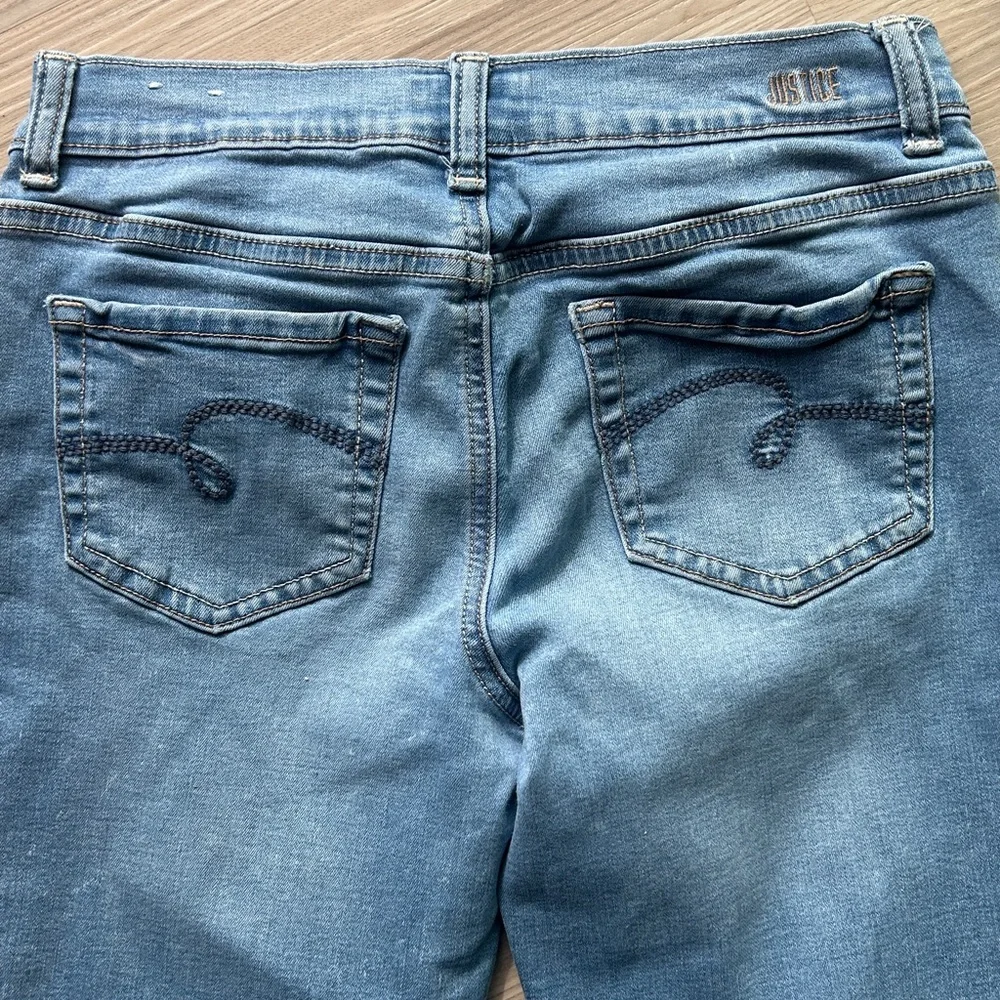 JUSTICE Distressed Mid-Rise Denim Jeans 12 PLUS Casual Stretchy Jeggings